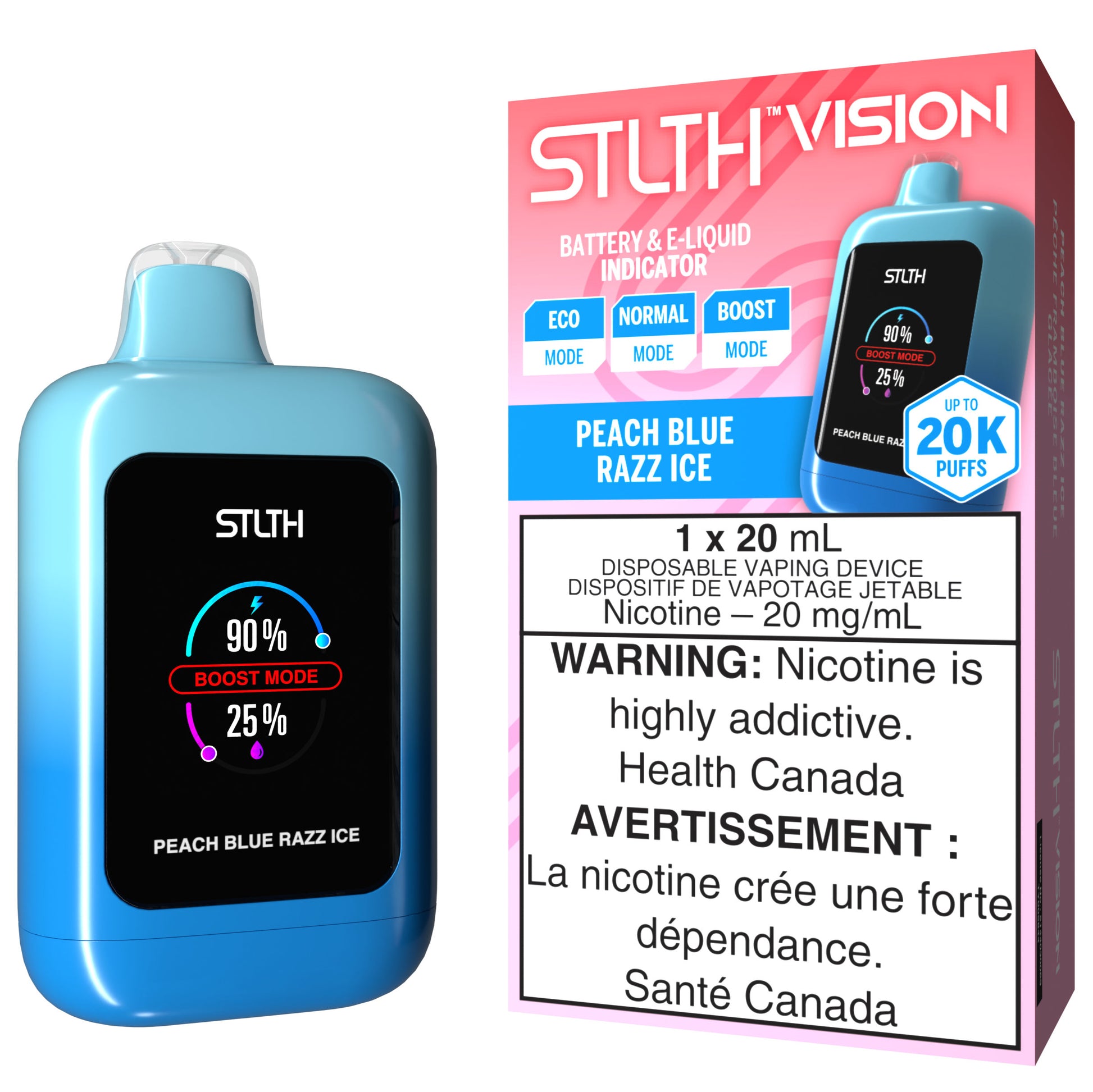 STLTH VISION 20K Disposable Vape Peach Blue Razz Ice