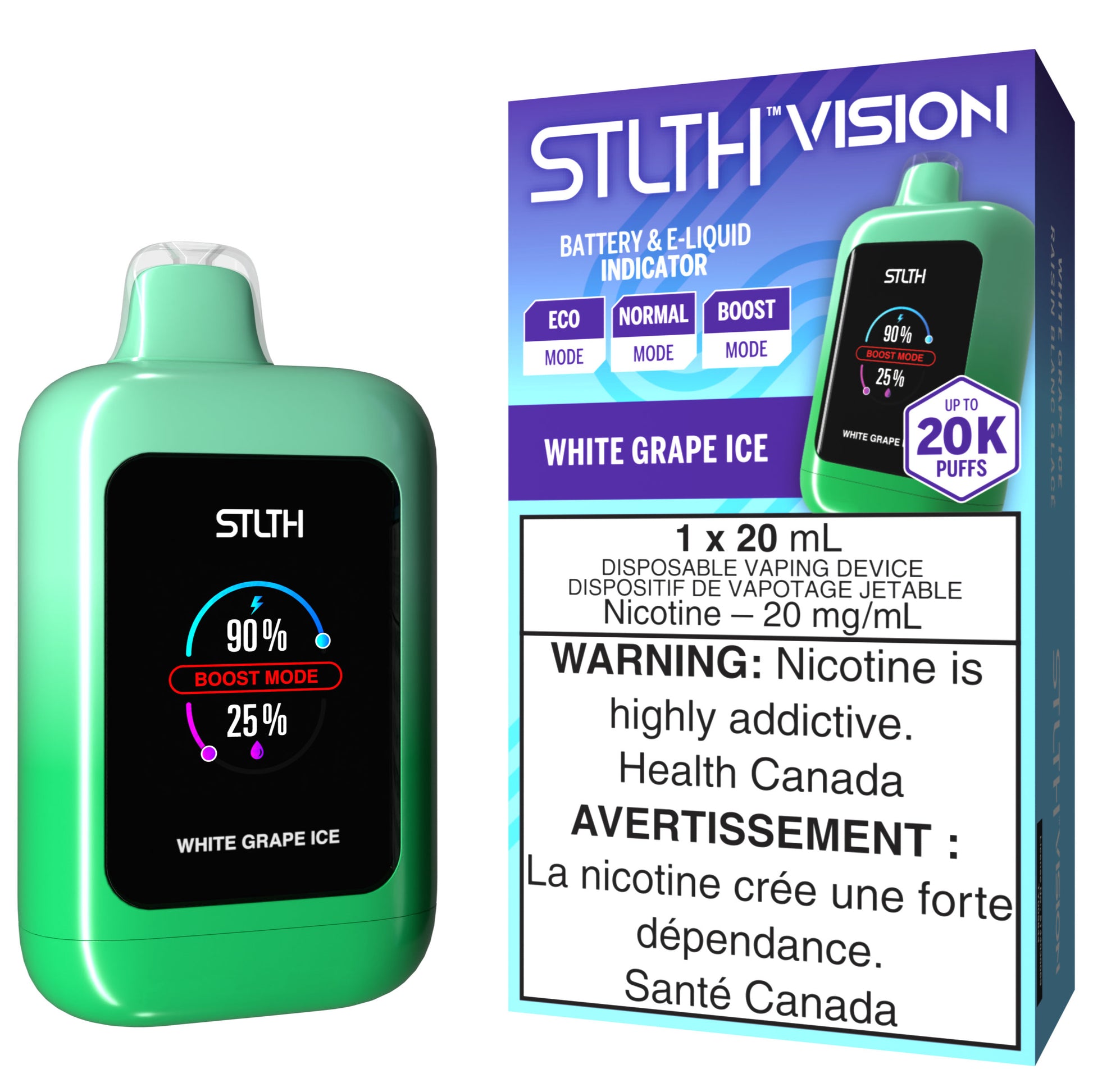 STLTH VISION 20K Disposable Vape White Grape Ice