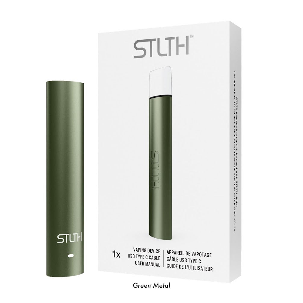 STLTH vape device starter kit package Green Metal