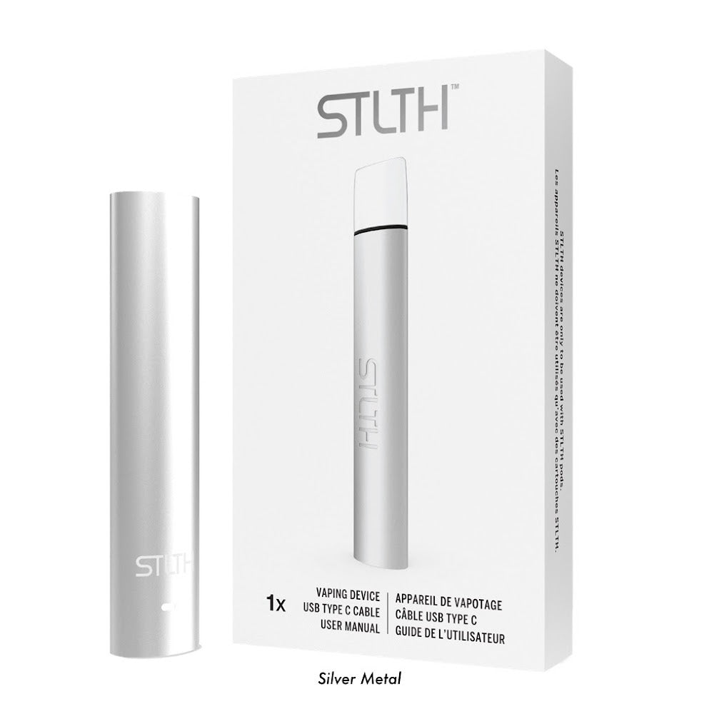 STLTH vape device starter kit package Silver Metal