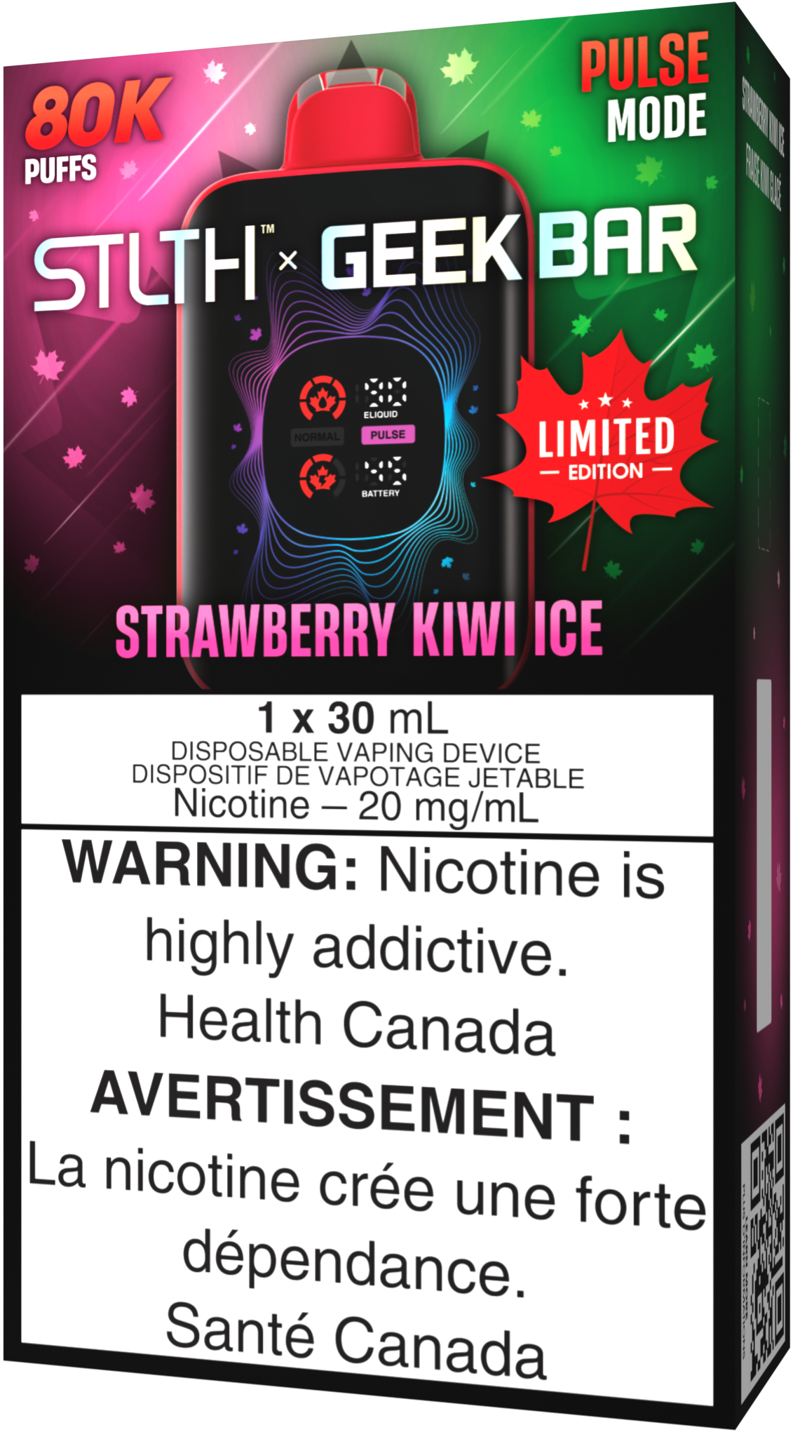 STLTH X GEEK BAR Disposable Vape - Canada Limited Edition: Strawberry Kiwi Ice