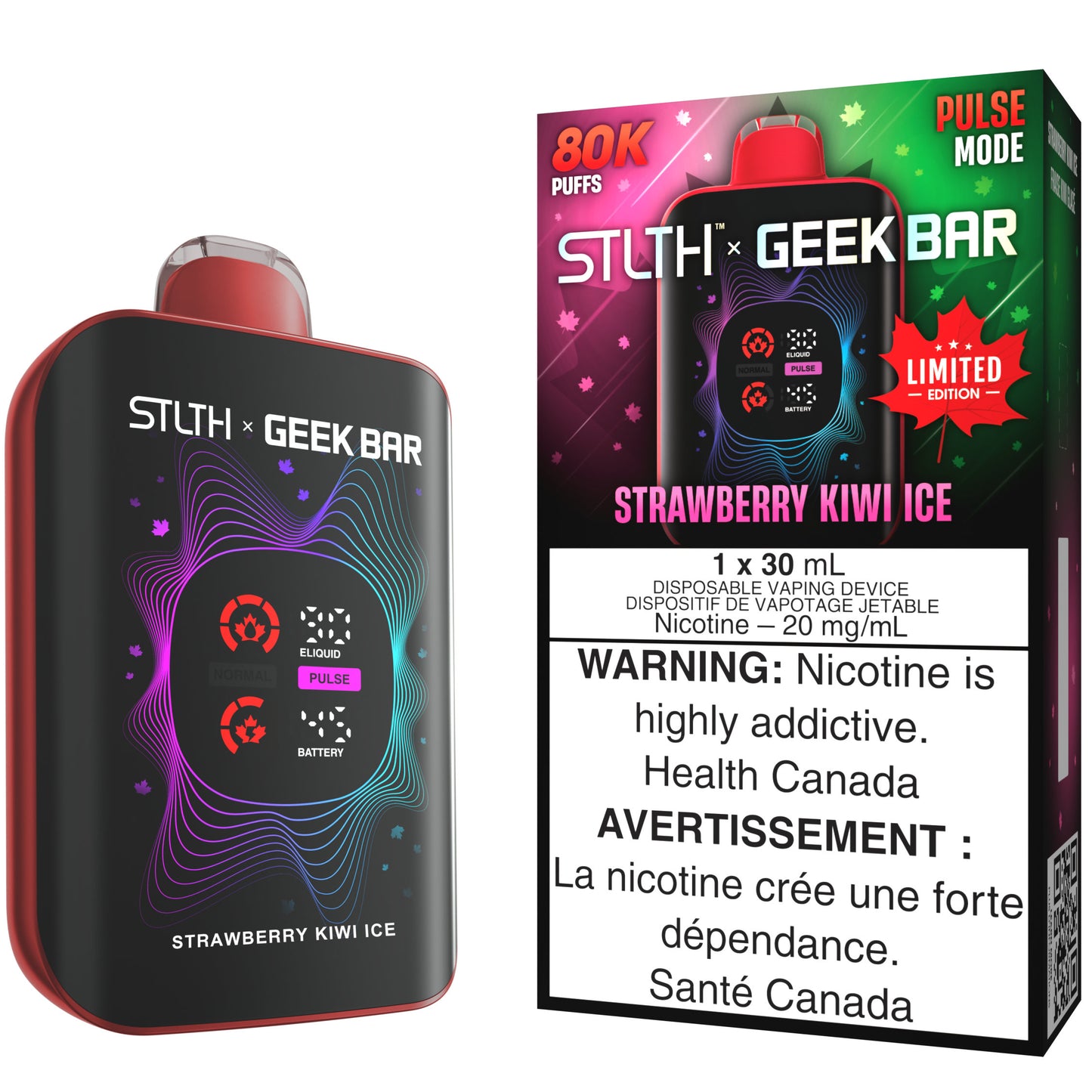 STLTH X GEEK BAR Disposable Vape - Canada Limited Edition: Strawberry Kiwi Ice
