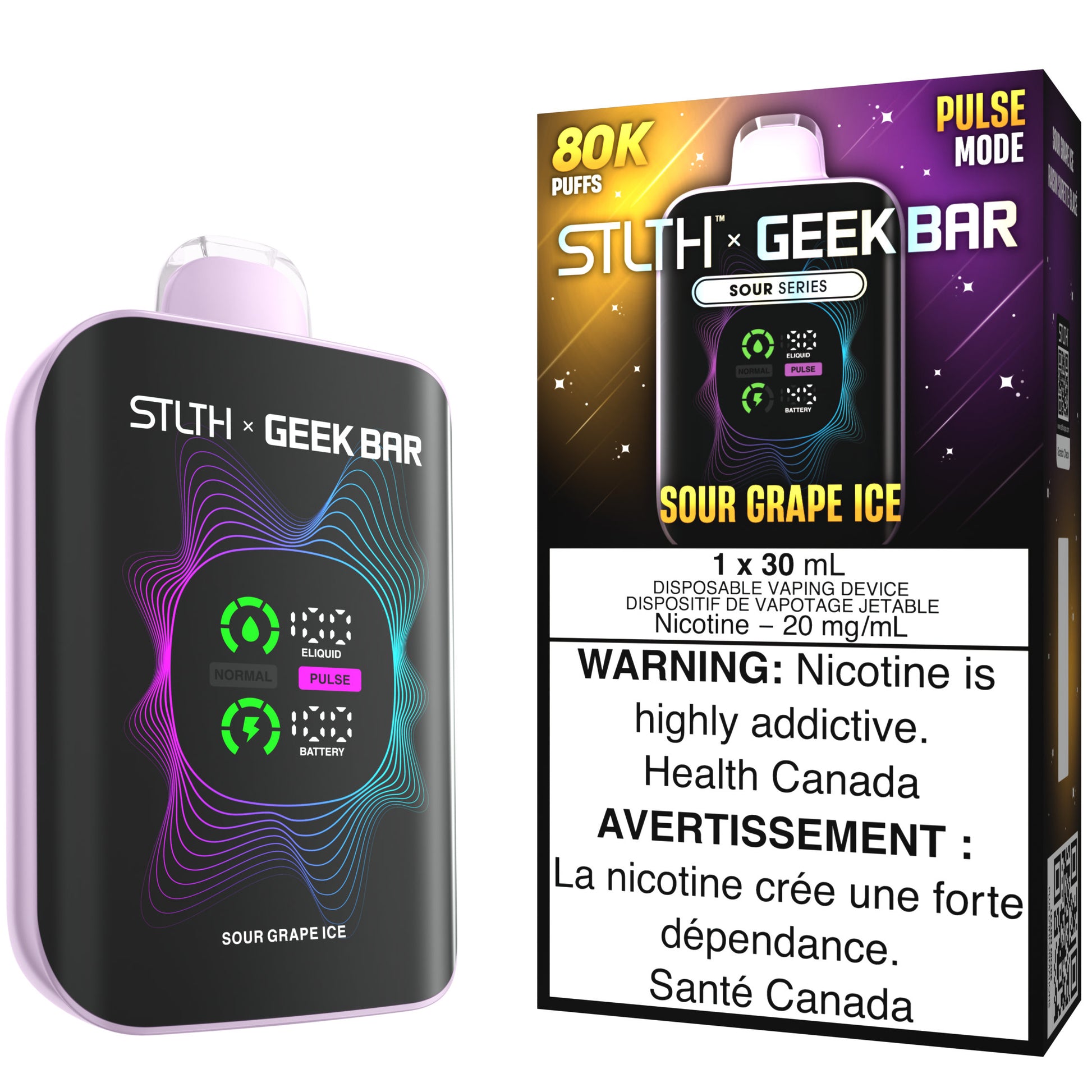 STLTH X GEEK BAR Disposable Vape Sour Grape Ice