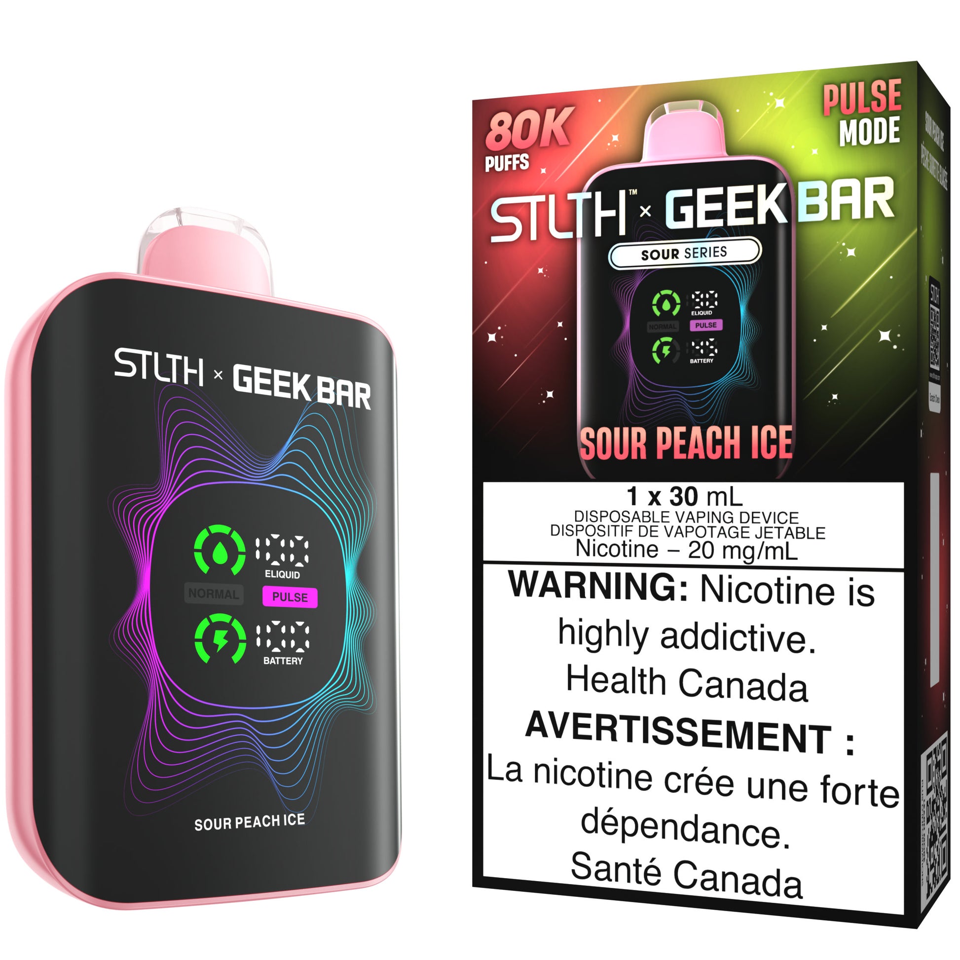 STLTH X GEEK BAR Disposable Vape Sour Peach Ice