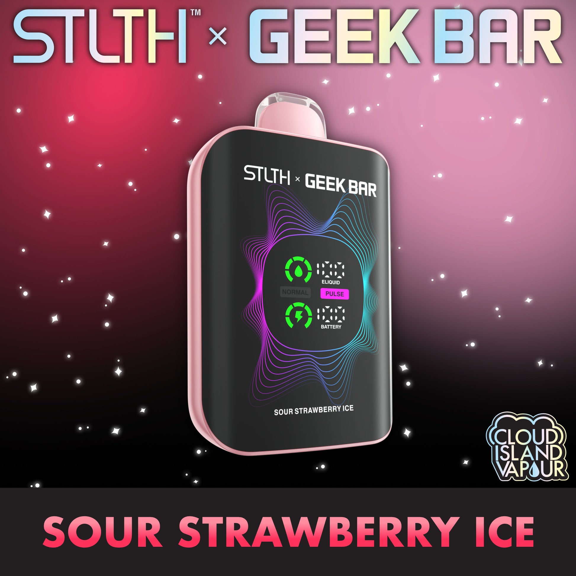 STLTH X GEEK BAR Disposable Vape - Sour Strawberry Ice Cloud Island Vapour STLTH X GEEK BAR Disposable Vape - Sour Strawberry Ice Cloud Island Vapour
