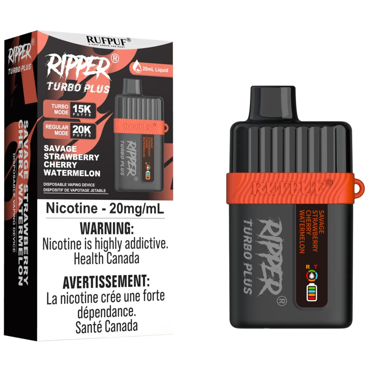 Savage Strawberry Cherry Watermelon RIPPER TURBO PLUS Disposable Vape