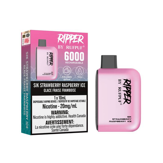 Rufpuf Ripper 6000 Disposable Vape flavour Sik Strawberry Raspberry Ice