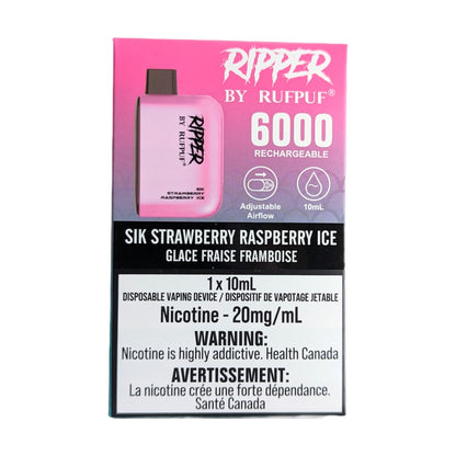 Rufpuf Ripper 6000 Disposable Vape flavour Sik Strawberry Raspberry Ice