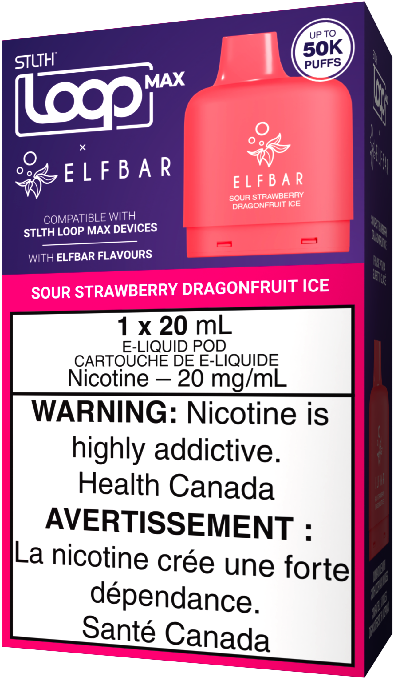 Sour Strawberry Dragonfruit Ice STLTH LOOP MAX X ELFBAR Pod Pack