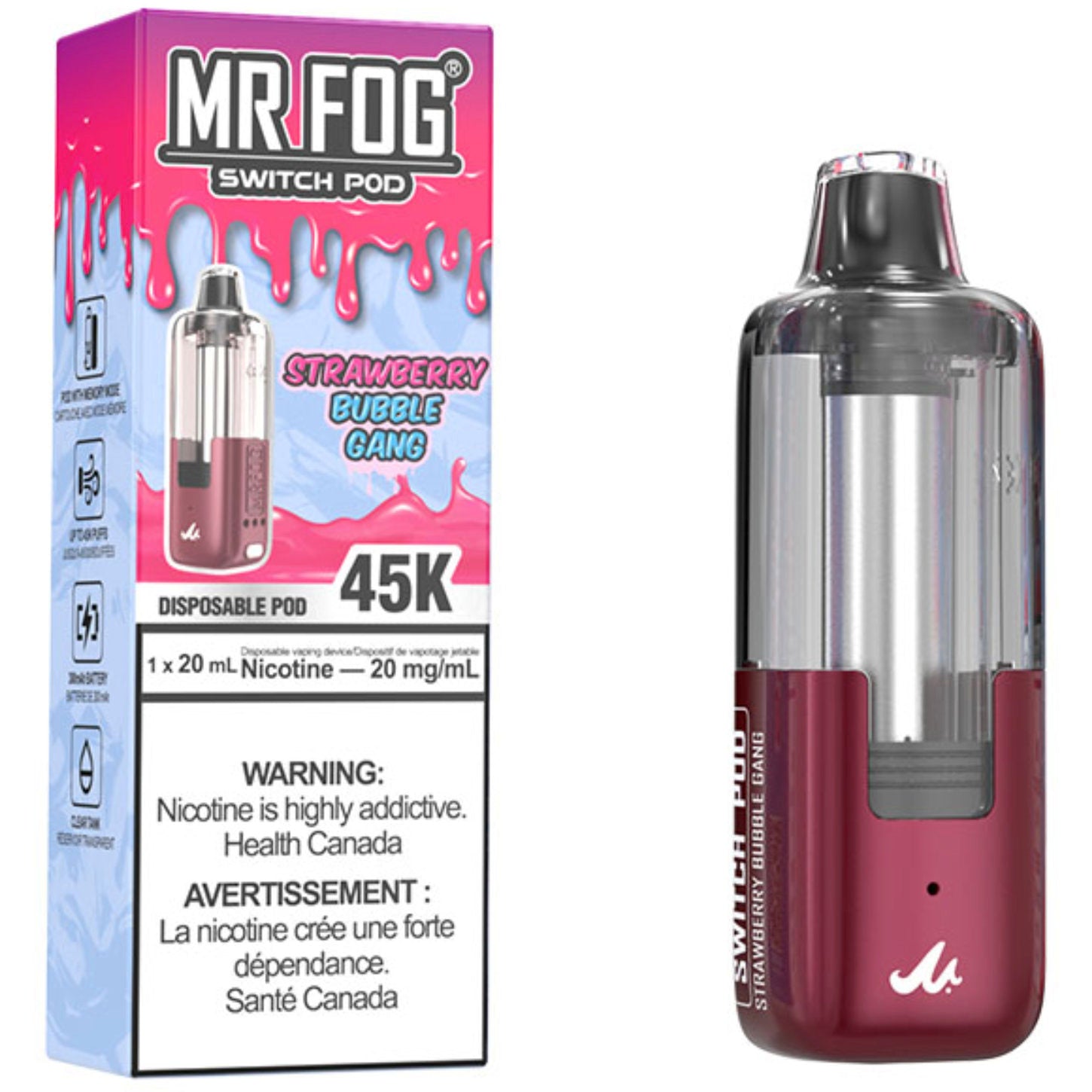 Strawberry Bubble Gang MR FOG SWITCH POD Pod Pack