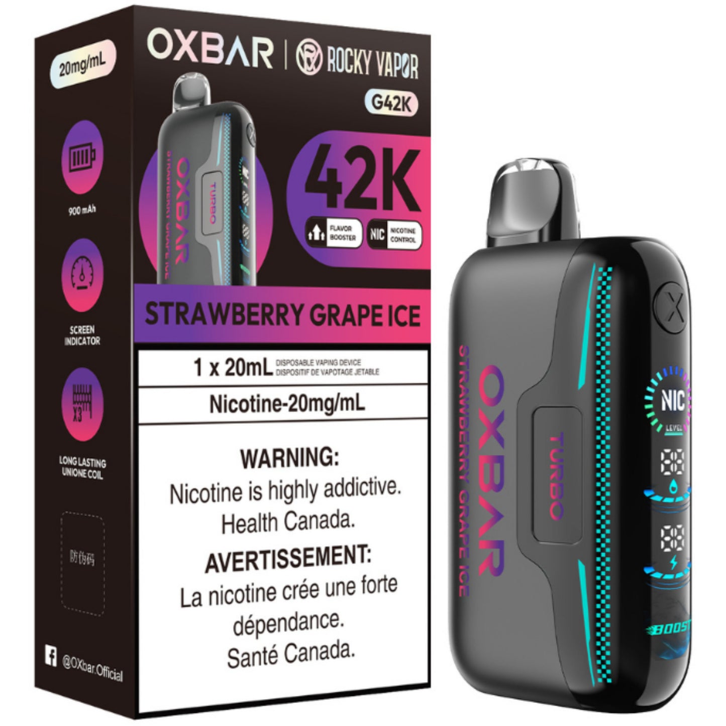 Strawberry Grape Ice ROCKY VAPOR OXBAR G42K