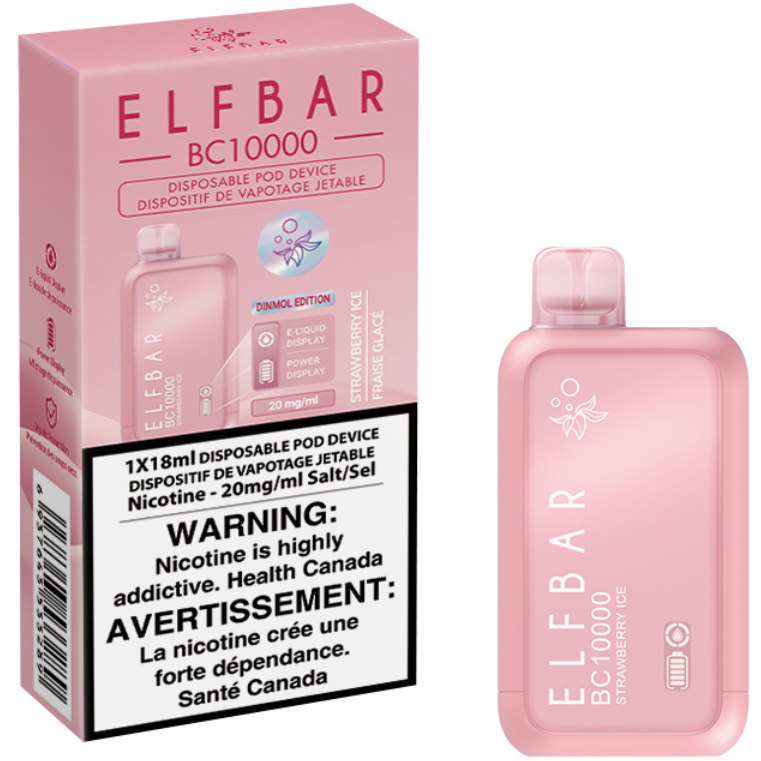 Strawberry Ice ELF BAR BC10000 Disposable Vape 10K Puffs 18mL