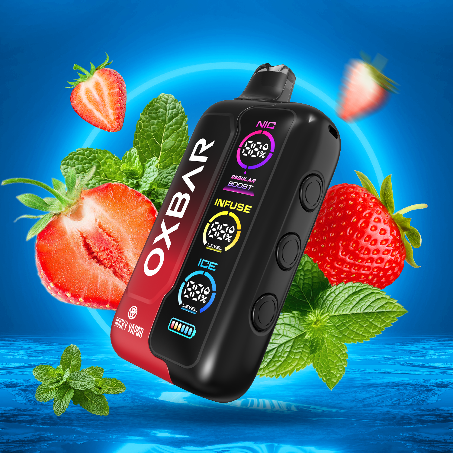 Rocky Vapor Oxbar Tri Fusion Disposable Vape - Strawberry Ice Cloud Island Vapour Rocky Vapor Oxbar Tri Fusion Disposable Vape - Strawberry Ice Cloud Island Vapour