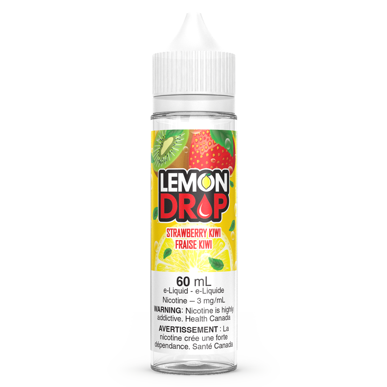 Strawberry Kiwi LEMON DROP Vape Juice E-Liquid 60mL Freebase