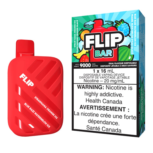 Flip Bar Disposable Vape flavour Straw Nana Orange Ice & Blue Razz Watermelon Ice