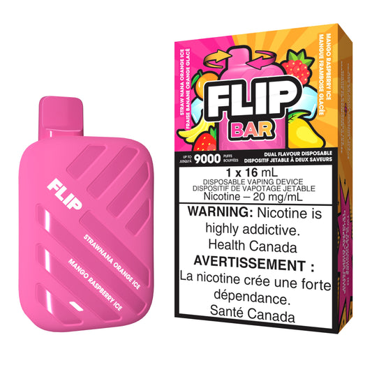 Flip Bar Disposable Vape flavour Straw Nana Orange Ice & Mango Raspberry Ice