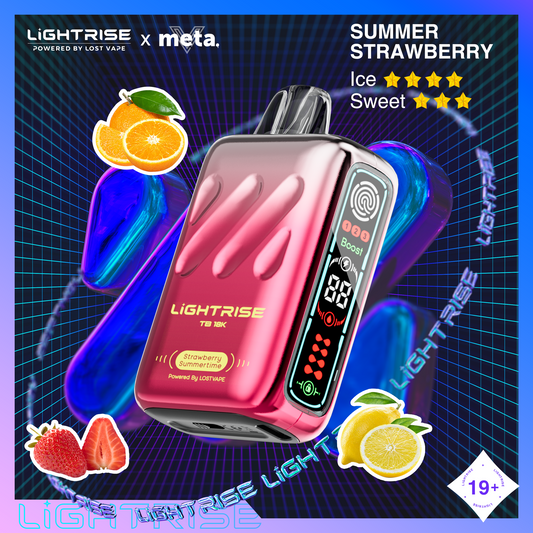 Summer Strawberry Lost Vape Lightrise TB 18K Disposable Vape 18000 Puffs