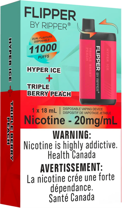 Triple Berry Peach And Hyper Ice Flipper by Ripper 11000 Puffs Disposable Vape