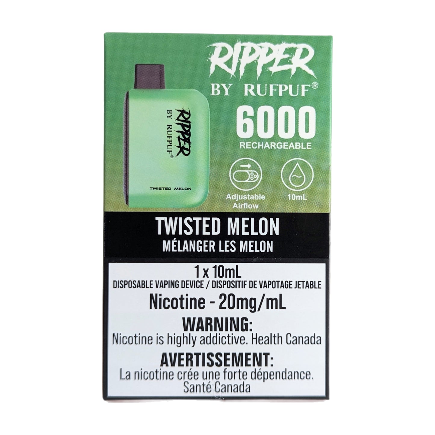 Rufpuf Ripper 6000 Disposable Vape flavour Twisted Melon