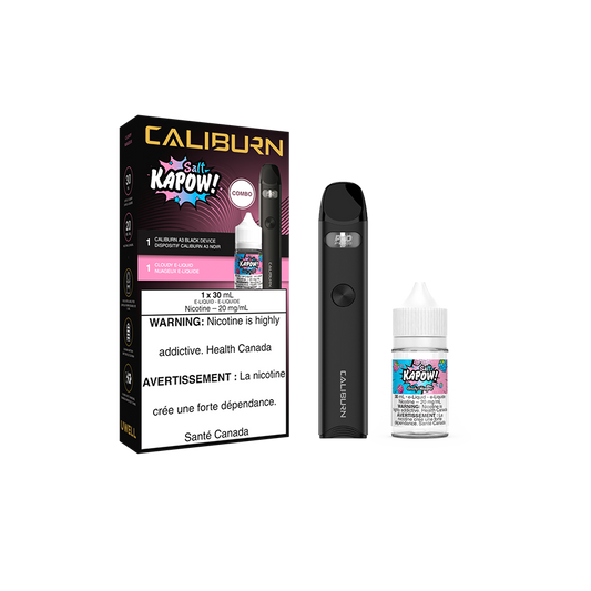 UWELL CALIBURN A3 Pod Kit and Salt E-Liquid Bundle Black and Cloudy Kapow Salt Nic Vape Juice