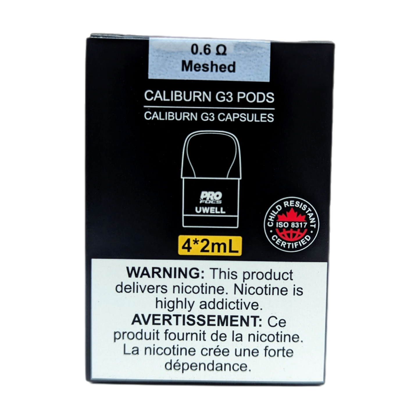 UWELL Caliburn G3 Replacement Pods 0.6ohm package of 4 pods CRC 2ml