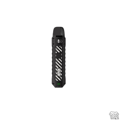 UWELL Caliburn Tenet vape system device in the color Carbon Black with White stripes