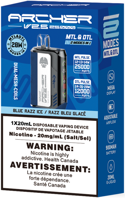 VAPMOD ARCHER 25K Disposable Vape Blue Razz Ice