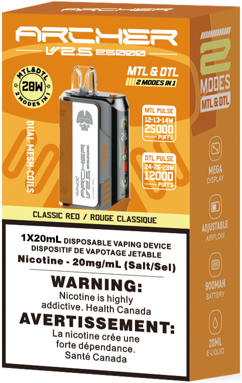 VAPMOD ARCHER V2.5 25000 Disposable Vape - Classic Red Cloud Island Vapour VAPMOD ARCHER V2.5 25000 Disposable Vape - Classic Red Cloud Island Vapour