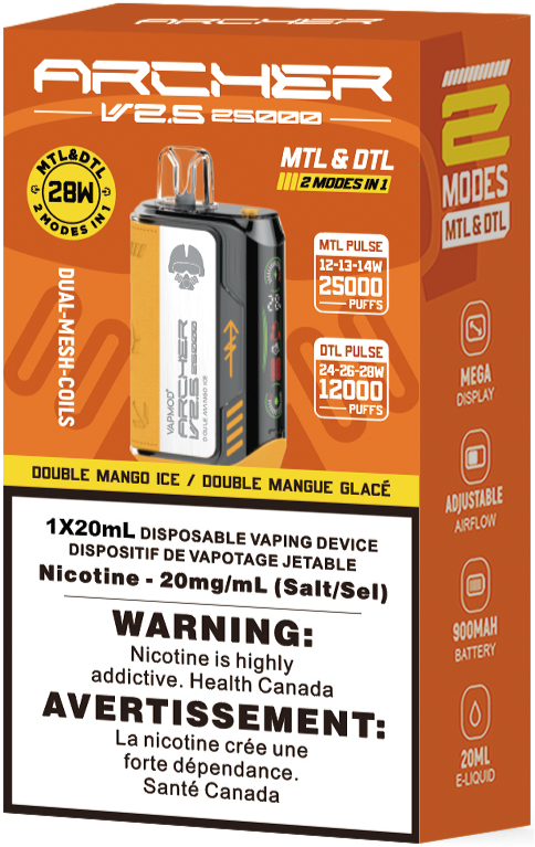 VAPMOD ARCHER V2.5 25000 Disposable Vape - Double Mango Ice Cloud Island Vapour VAPMOD ARCHER V2.5 25000 Disposable Vape - Double Mango Ice Cloud Island Vapour