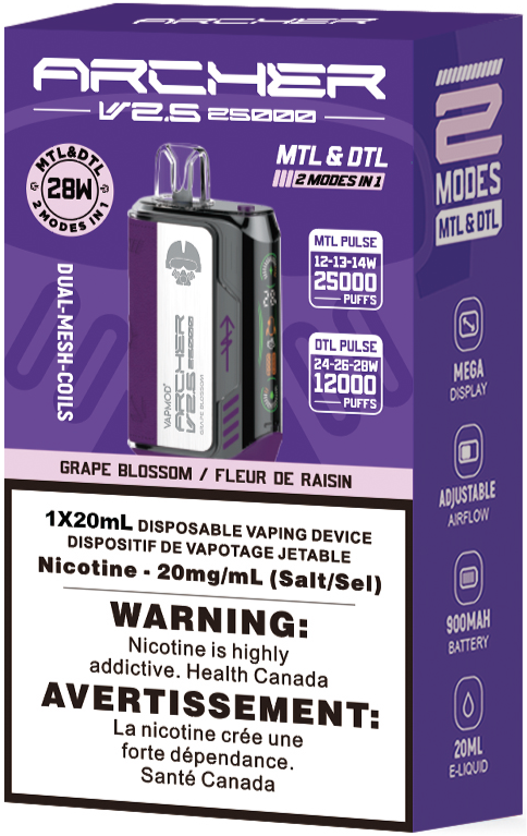 VAPMOD ARCHER 25K Disposable Vape Grape Blossom