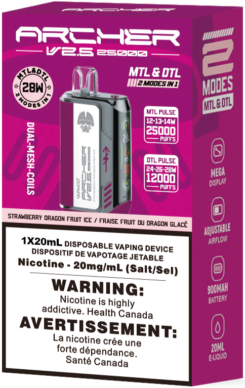 VAPMOD ARCHER 25K Disposable Vape Strawberry Dragon Fruit Ice