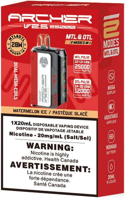 VAPMOD ARCHER V2.5 25000 Disposable Vape - Watermelon Ice