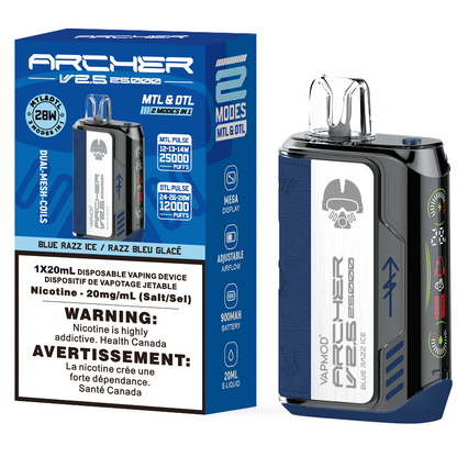 VAPMOD ARCHER V2.5 25K Disposable Vape 25000 Puffs Blue Razz Ice