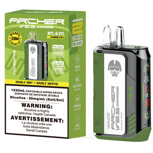 VAPMOD ARCHER V2.5 25K Disposable Vape 25000 Puffs Double Mint