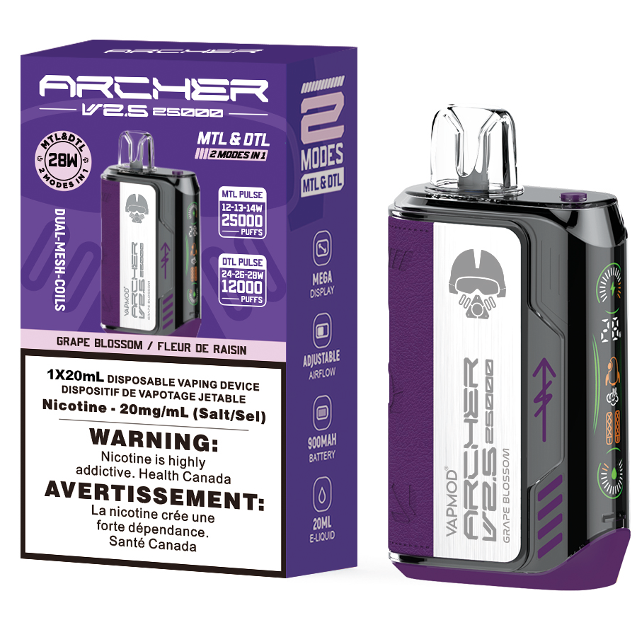 VAPMOD ARCHER V2.5 25K Disposable Vape 25000 Puffs Grape Blossom