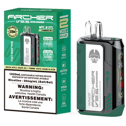 VAPMOD ARCHER V2.5 25K Disposable Vape 25000 Puffs Green Apple Grape Ice