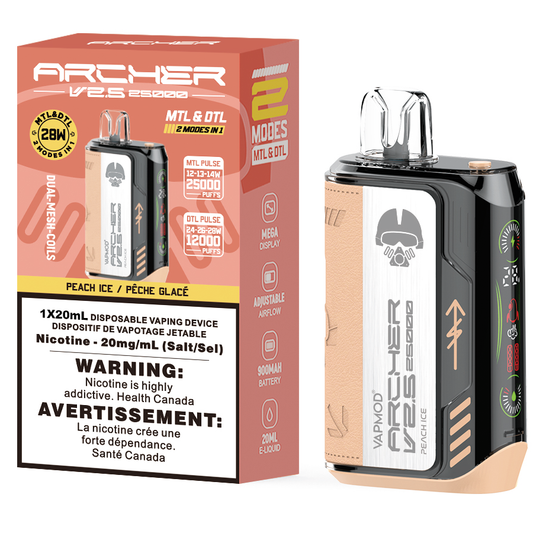 VAPMOD ARCHER V2.5 25K Disposable Vape 25000 Puffs Peach Ice