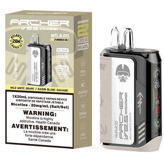 VAPMOD ARCHER V2.5 25K Disposable Vape 25000 Puffs Wild White Grape