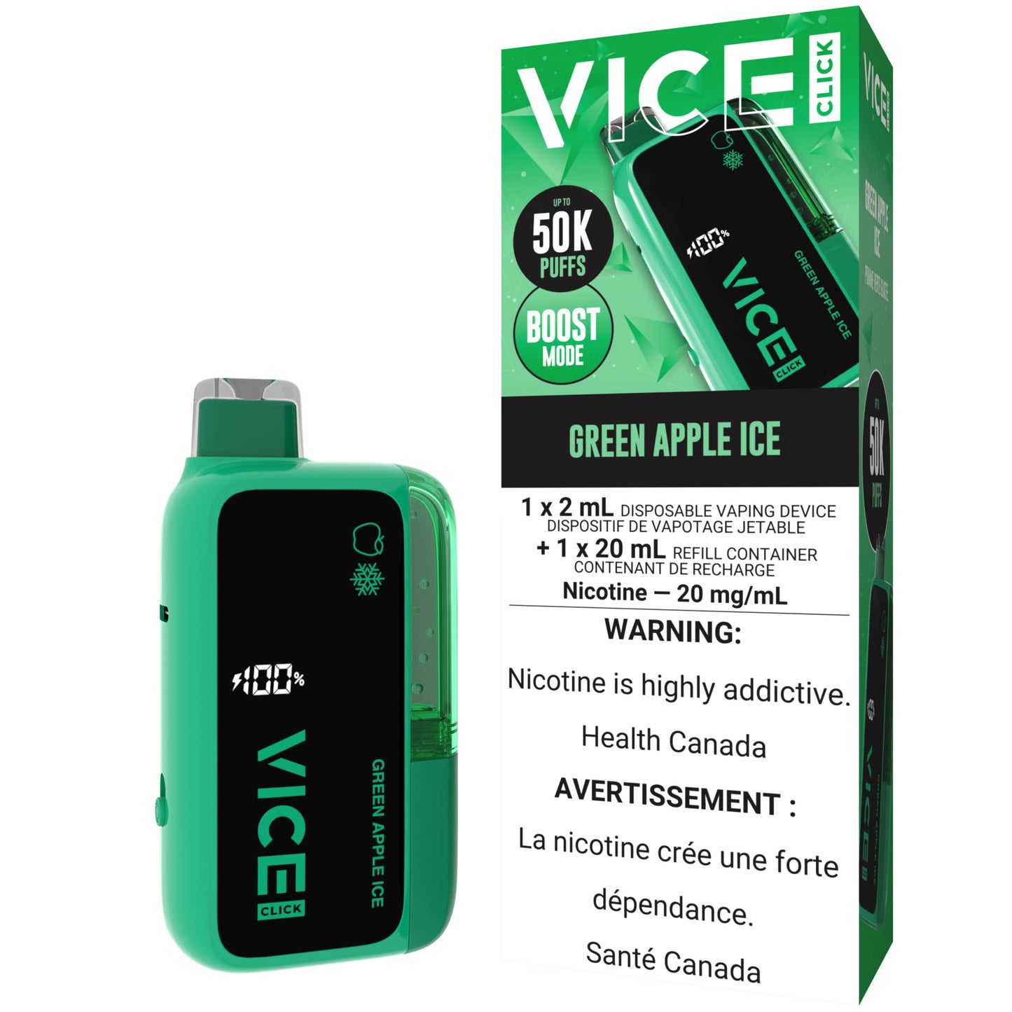 VICE CLICK Disposable Green Apple Ice