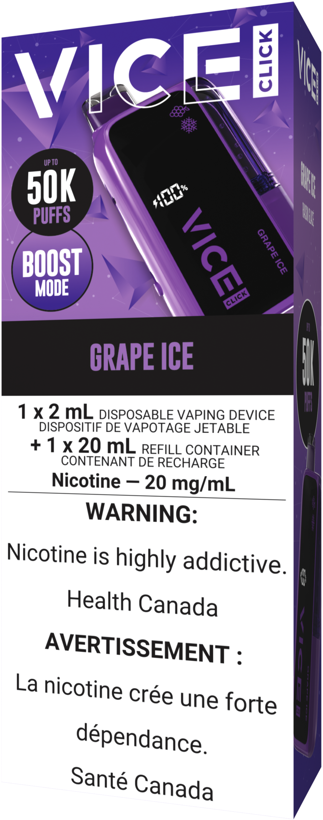 VICE CLICK Disposable Vape - Grape Ice Cloud Island Vapour VICE CLICK Disposable Vape - Grape Ice Cloud Island Vapour