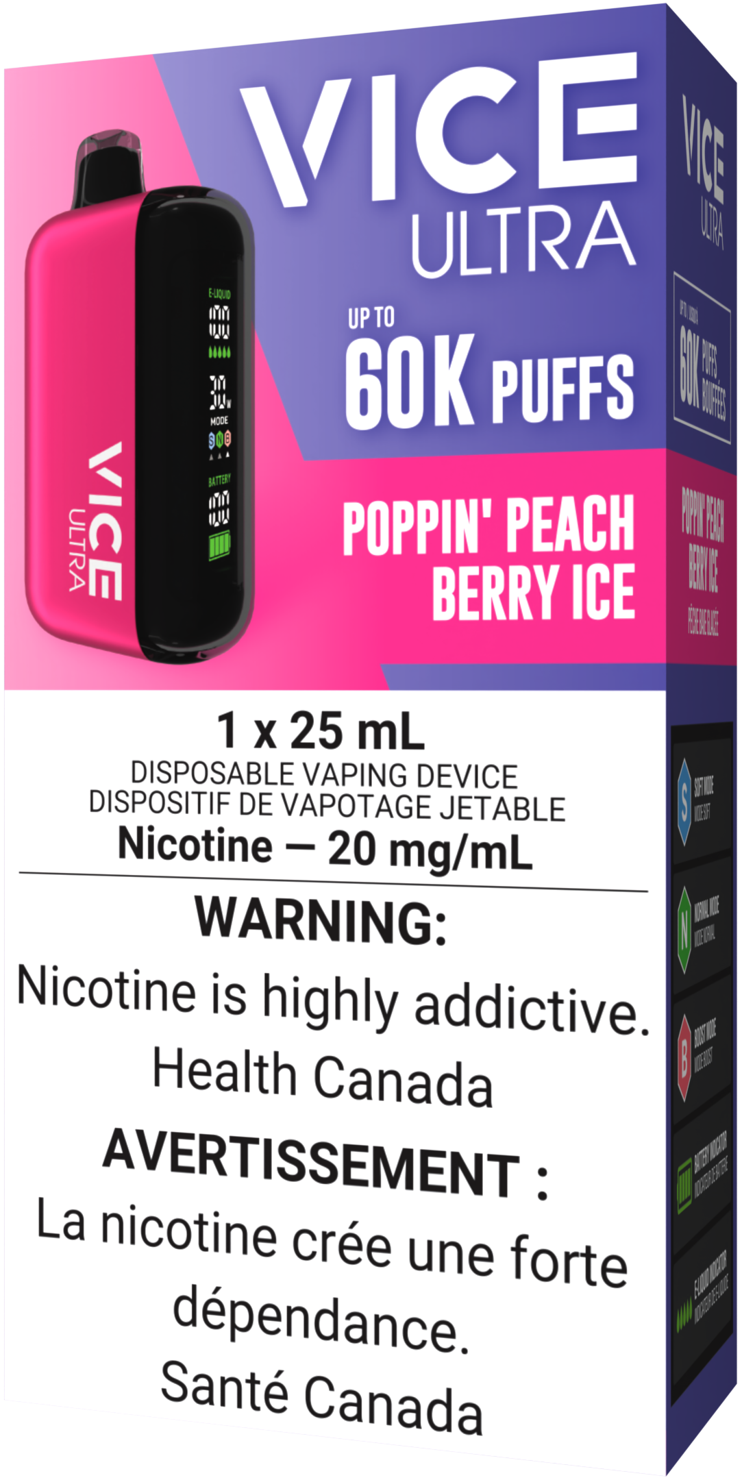 VICE ULTRA 60K Disposable Poppin' Peach Berry Ice