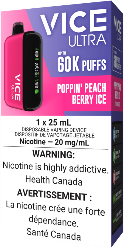 VICE ULTRA 60K Disposable Poppin' Peach Berry Ice