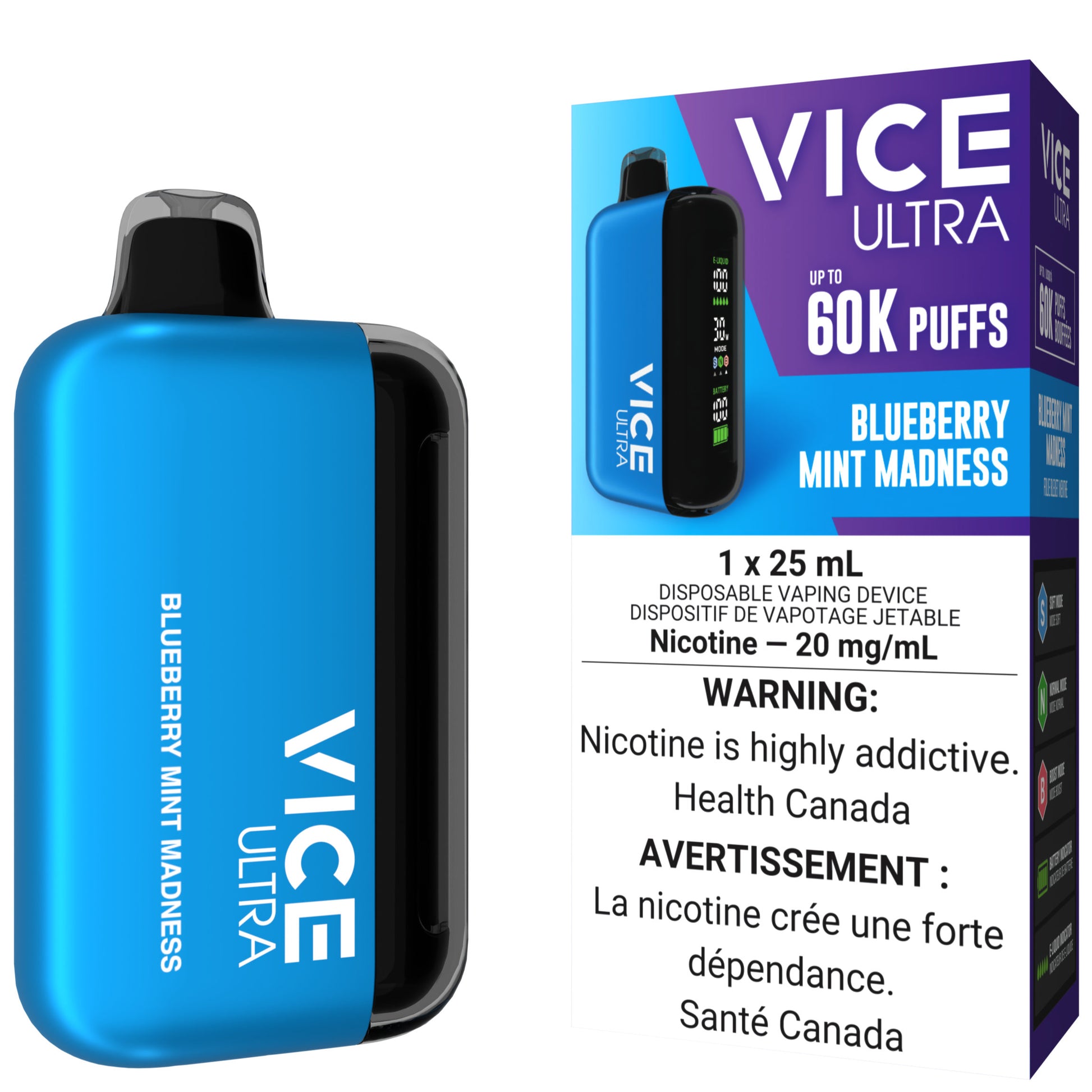 VICE ULTRA 60K Disposable Vape Blueberry Mint Madness