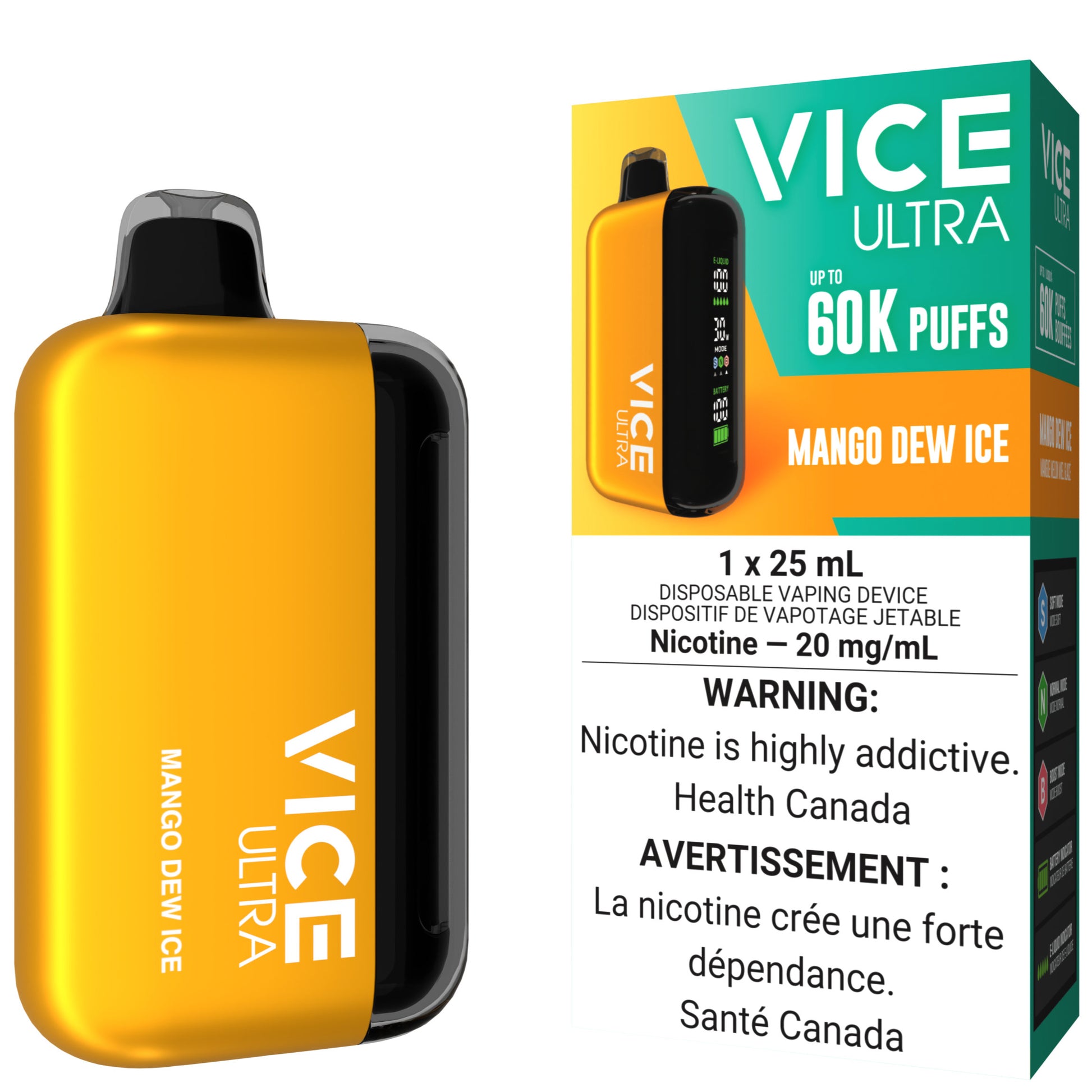 VICE ULTRA 60K Disposable Vape Mango Dew Ice