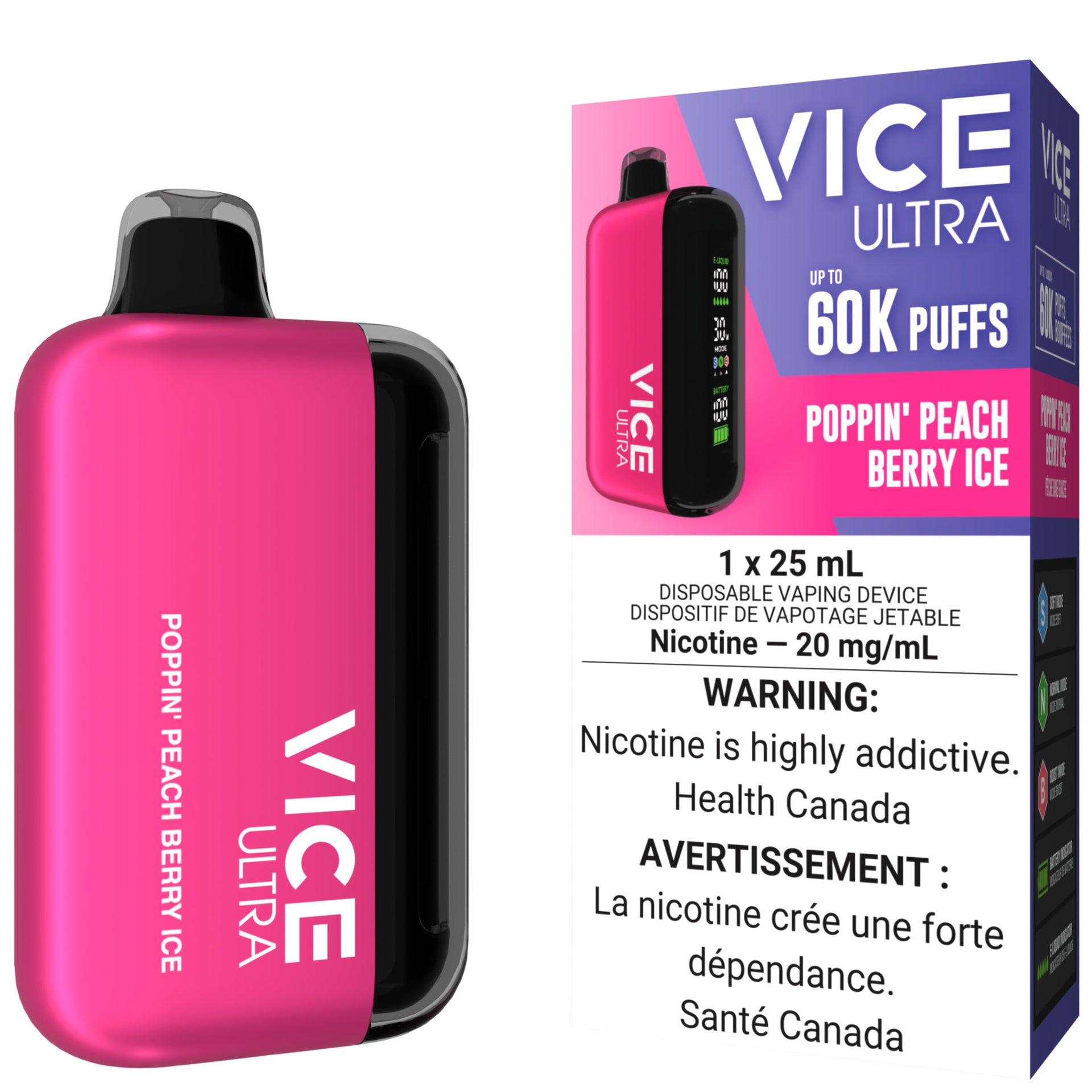 VICE ULTRA 60K Disposable Vape - Poppin' Peach Berry Ice Cloud Island Vapour VICE ULTRA 60K Disposable Vape - Poppin' Peach Berry Ice Cloud Island Vapour