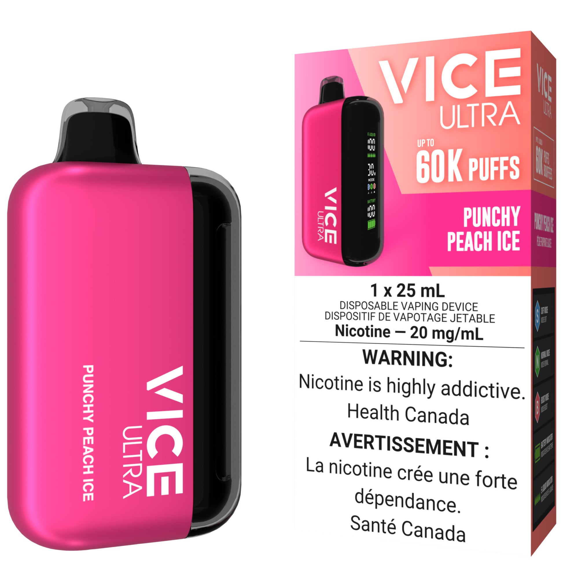 VICE ULTRA 60K Disposable Vape Punchy Peach Ice