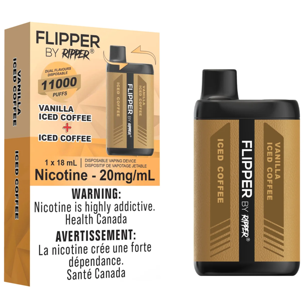 Vanilla Iced Coffee And Iced Coffee Flipper by Ripper Vape 11000 11K Puffs Disposable