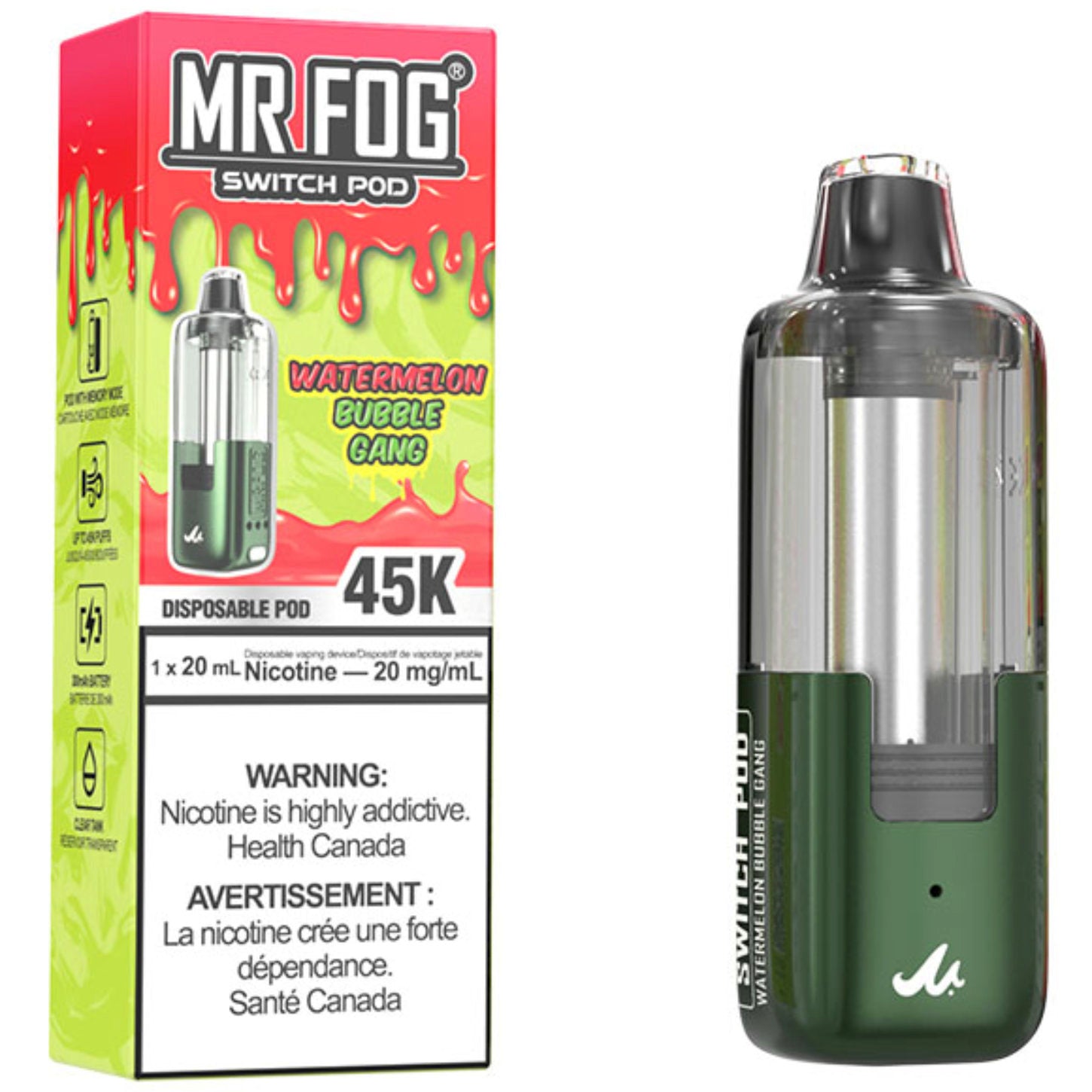 MR FOG SWITCH POD Pod Pack - Watermelon Bubble Gang Cloud Island Vapour MR FOG SWITCH POD Pod Pack - Watermelon Bubble Gang Cloud Island Vapour
