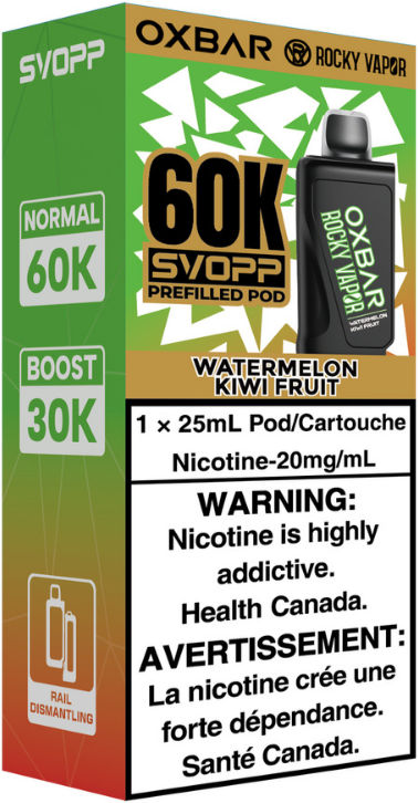 Watermelon Kiwi Fruit Rocky Vapor Oxbar Svopp 60K