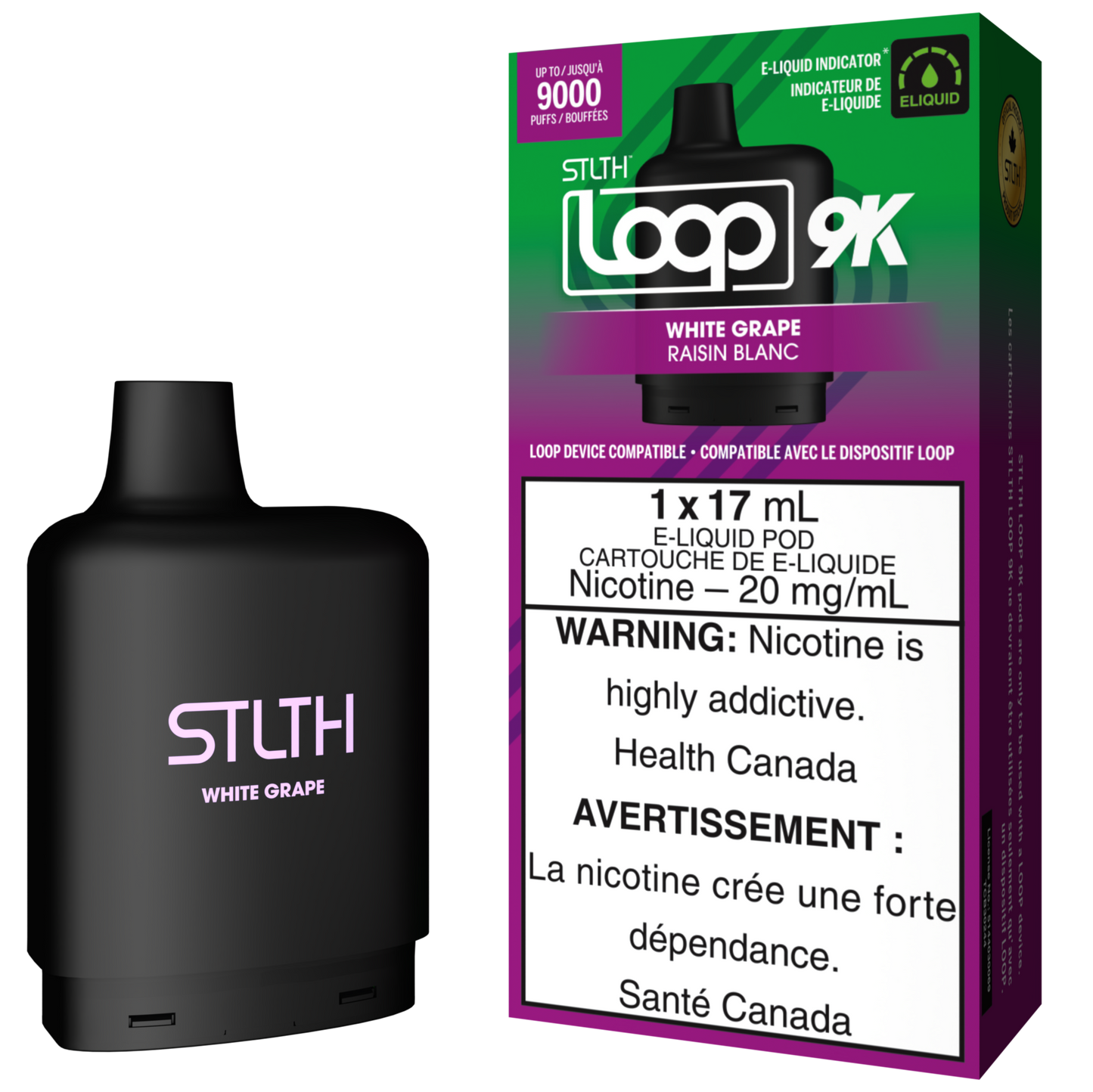 White Grape STLTH LOOP 9K Pod Pack